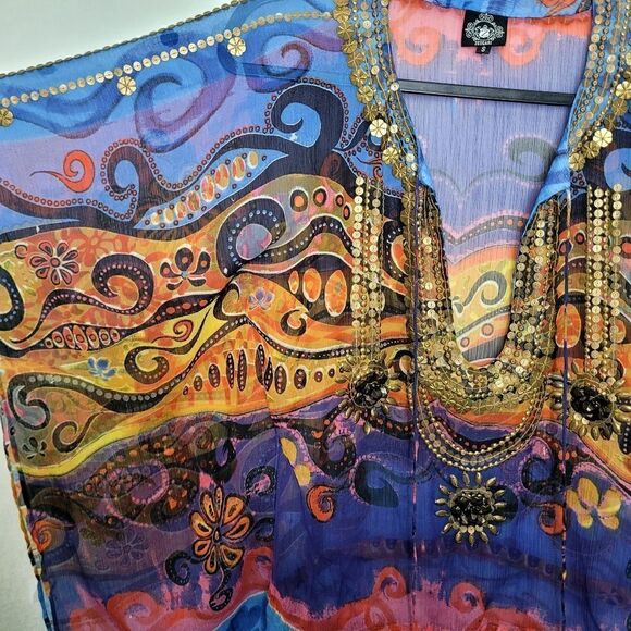 Zeugari Bohemian Silk Beach Cover Up Size Small - Picture 5 of 16